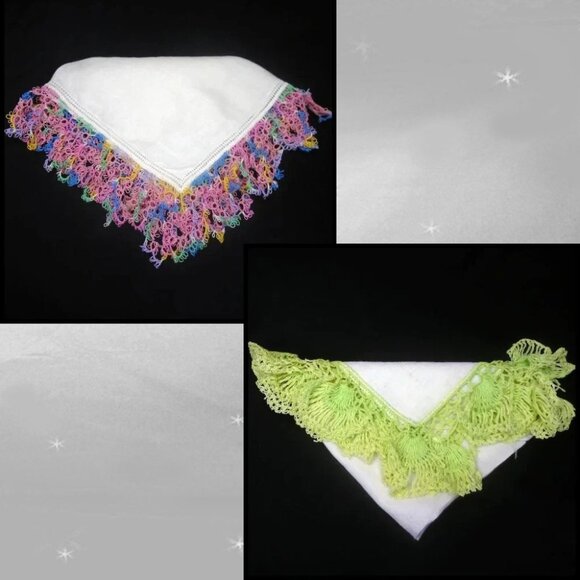 TWO Vintage 40s Handkerchief,  Tatted Linen Hankies, SERIOUS Tatting – Hanky - Picture 2 of 16